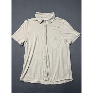 American Rag Mens Medium Button Up Beige Light Brown S/S Shirt With Chest Pocket